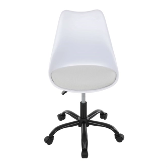 Kancelářská židle HELFIR, bílá plastová skořepina, sedák bílá látka