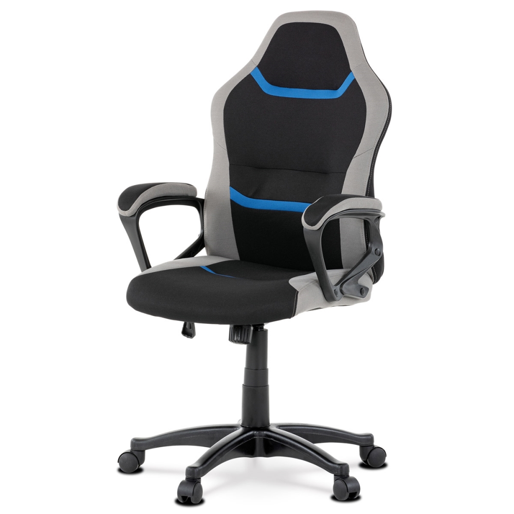 Levně Kancelářská židle CLOUDVEIL, černá/šedá/modrá látka