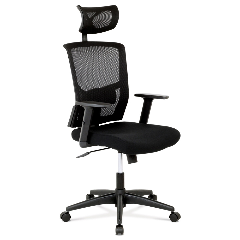 Kancelářská židle s podhlavníkem MANOLITO, látka mesh černá,  houpací mechanismus