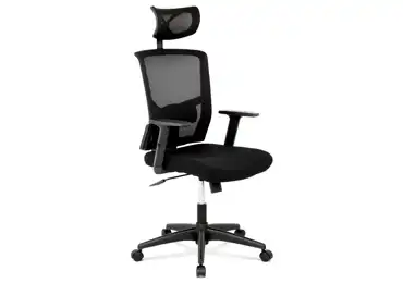 Kancelářská židle s podhlavníkem MANOLITO, látka mesh černá, houpací mechanismus