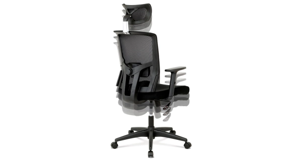 Kancelářská židle s podhlavníkem MANOLITO, látka mesh černá, houpací mechanismus
