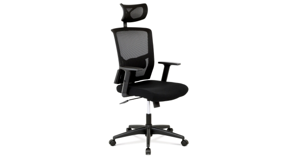 Kancelářská židle s podhlavníkem MANOLITO, látka mesh černá, Z EXPOZICE PRODEJNY, II. jakost