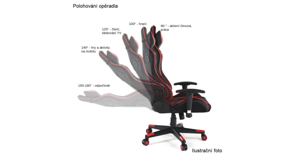 Kancelářské/herní křeslo PIRAC s Bluetooth reproduktory, černá/červená
