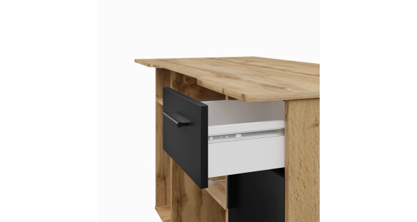 Kancelářský PC stůl NEJBY FLYNN, dub wotan/černá