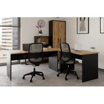 Kancelářský PC stůl NEJBY GIANNI + ABS hrany, černá/dub wotan