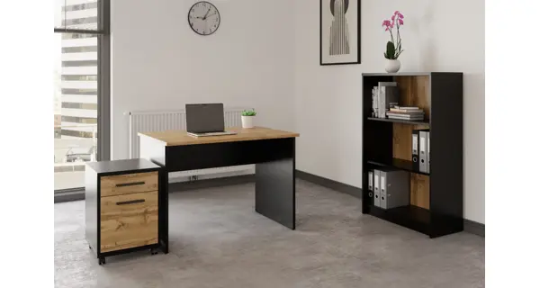 Kancelářský PC stůl NEJBY GIANNI, černá/dub wotan