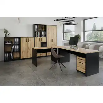 Kancelářský psací stůl NEJBY GIANNI, černá/dub wotan