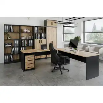 Kancelářský psací stůl NEJBY GIANNI, černá/dub wotan