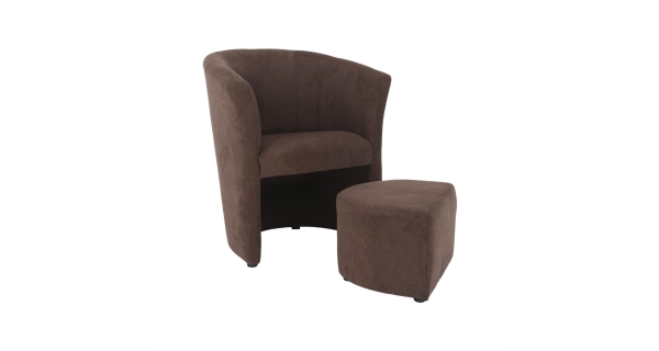 Klubové křeslo BENEDA s taburetem, hnědá