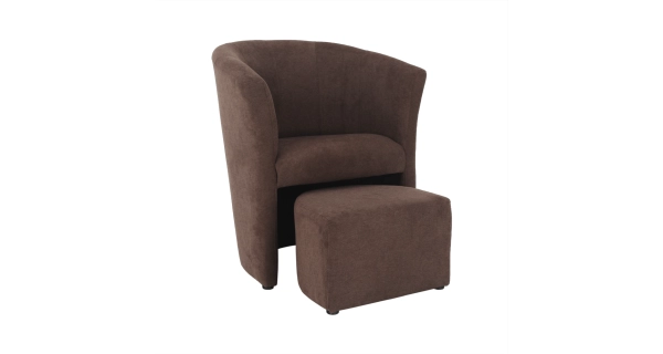 Klubové křeslo BENEDA s taburetem, hnědá