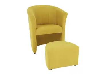 Klubové křeslo BENEDA s taburetem, hořčicová