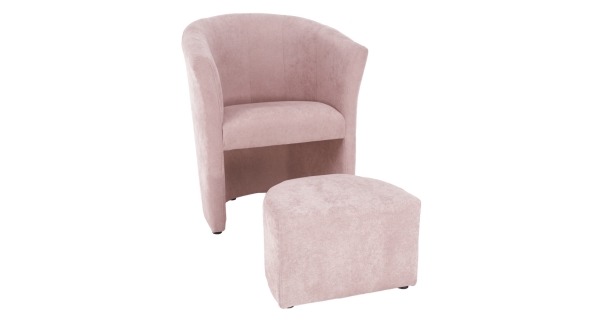 Klubové křeslo BENEDA s taburetem, pudrová růžová