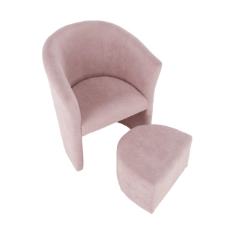 Klubové křeslo BENEDA s taburetem, pudrová růžová