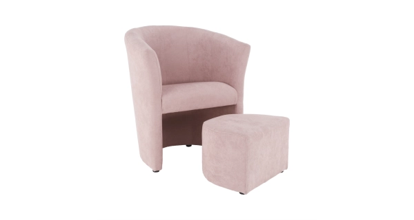 Klubové křeslo BENEDA s taburetem, pudrová růžová