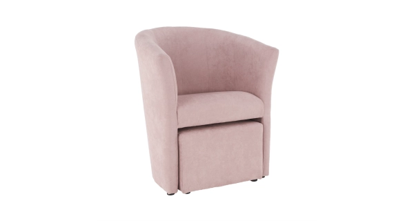 Klubové křeslo BENEDA s taburetem, pudrová růžová