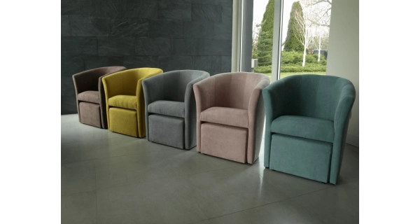 Klubové křeslo BENEDA s taburetem, šedá