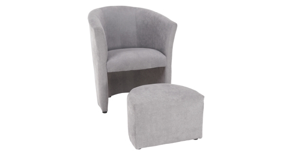 Klubové křeslo BENEDA s taburetem, šedá