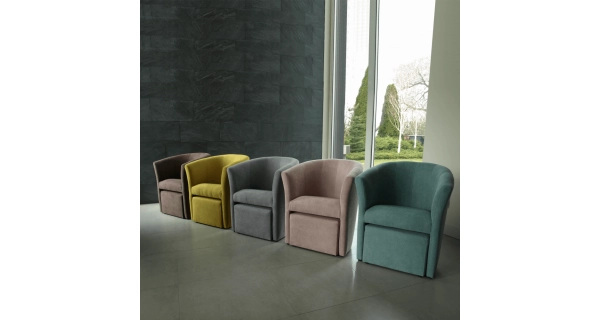 Klubové křeslo BENEDA s taburetem, šedá