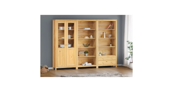 Knihovna DWAYNE 2S, masiv borovice