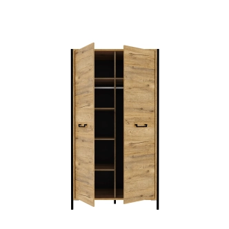 KNINO dvoudvéřová skříň, dub Bartex/černá, 5 let záruka