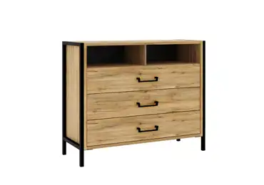 KNINO komoda, dub Bartex/černá