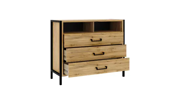 KNINO komoda, dub Bartex/černá