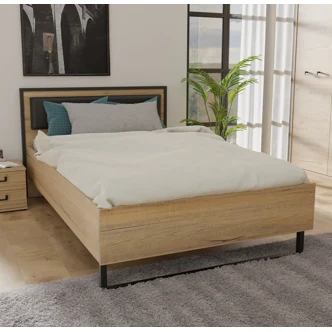 KNINO postel 120x200 cm, dub Bartex/černá