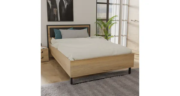 KNINO postel 120x200 cm, dub Bartex/černá