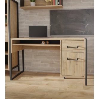 KNINO psací stůl, dub Bartex/černá, 5 let záruka