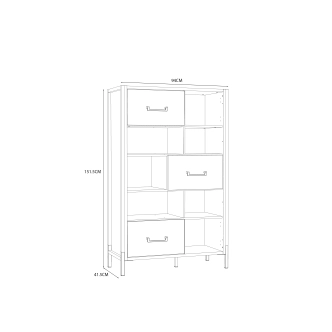 KNINO regál typ 2, dub Bartex/černá, 5 let záruka