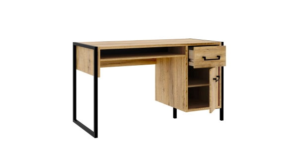 KNINO studentský pokoj, dub Bartex/černá, 5 let záruka