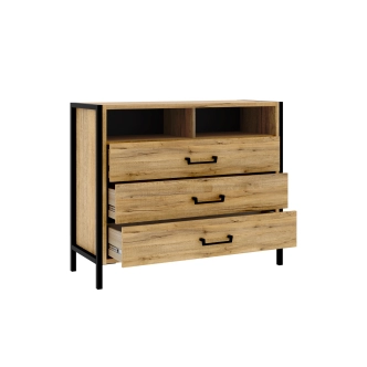 KNINO studentský pokoj, dub Bartex/černá, 5 let záruka