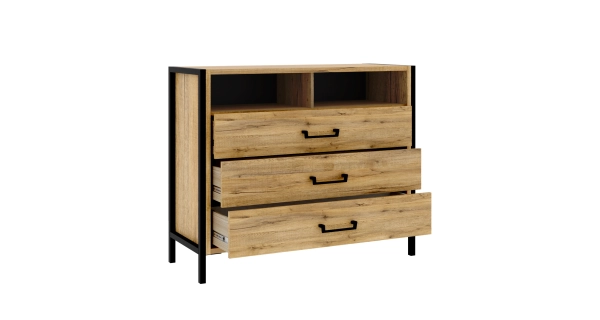 KNINO studentský pokoj, dub Bartex/černá, 5 let záruka