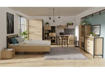 KNINO studentský pokoj, dub Bartex/černá