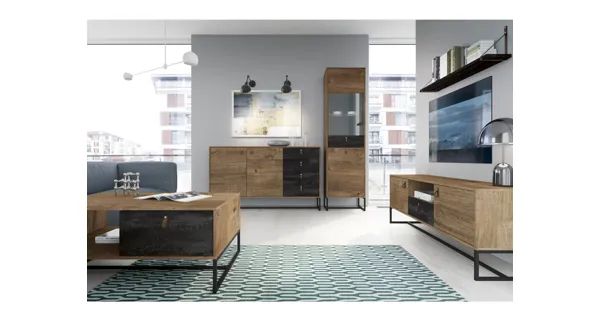 Kombinovaná komoda TEMNOTA 153, dub ribbeck/černý kámen