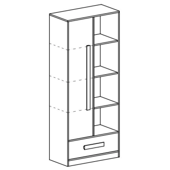 Kombinovaná skříň BLOURT, bílá/šedý lesk
