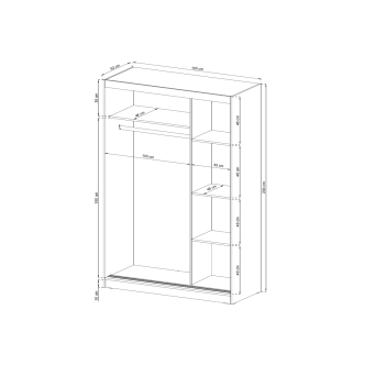 Kombinovaná skříň CONCINNA 2 se zrcadlem 150, grafit