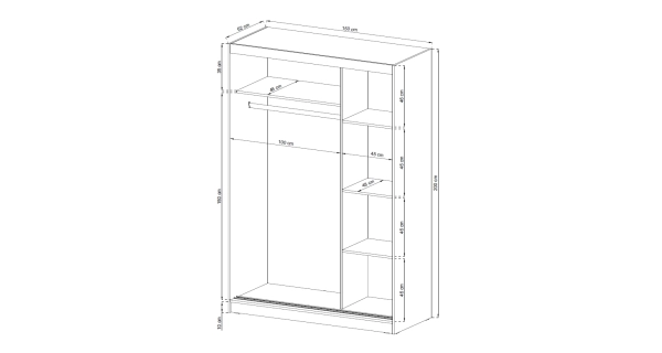 Kombinovaná skříň CONCINNA 2 se zrcadlem 150, grafit