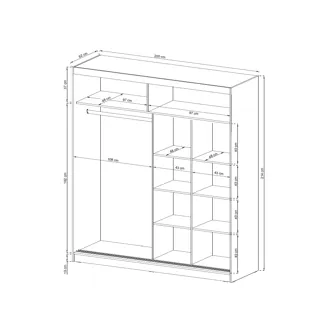 Kombinovaná skříň CONCINNA 6 se zrcadlem 200, bílá