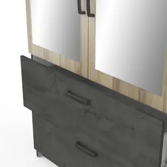 Kombinovaná skříň GABOR 2 se zrcadlem 4D2S, dub kronberg/asfalt