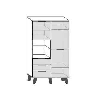 Kombinovaná skříň OSMAK 2D3S, černá/bílý lesk, 5 let záruka