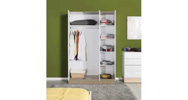 Kombinovaná skříň SEMERU, bílá/italský dub