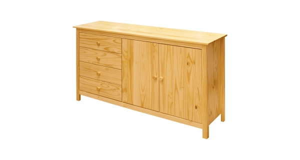 Komoda 4 zásuvky + 2 dvířka DWAYNE, masiv borovice