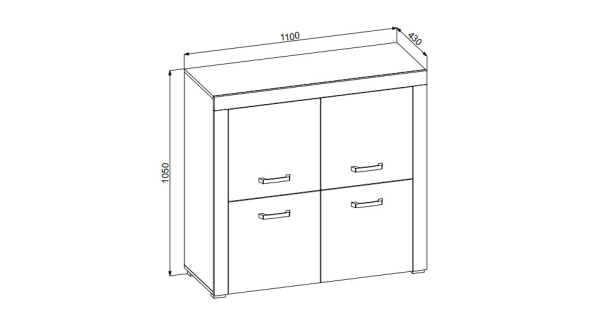 Komoda 4D TILIFOLIA, dub kraft zlatý/vanilka
