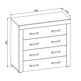 Komoda 4S TILIFOLIA, dub kraft zlatý/vanilka