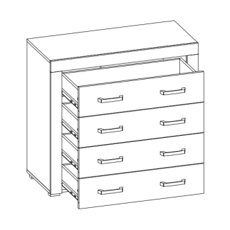Komoda 4S TILIFOLIA, dub kraft zlatý/vanilka