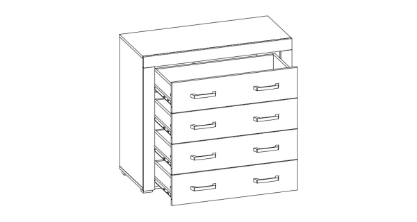Komoda 4S TILIFOLIA, dub kraft zlatý/vanilka