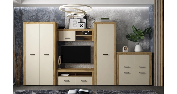 Komoda 4S TILIFOLIA, dub kraft zlatý/vanilka