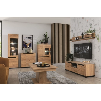 Komoda ABAKUS 2D1S, dub craft zlatý/černý