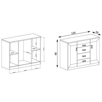Komoda ACHAO 1 2D4S, dub lefkas